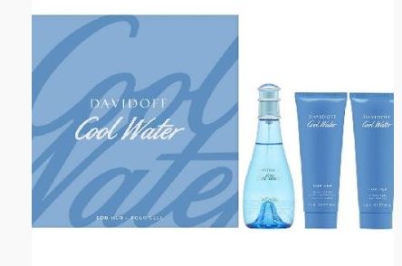 Estuche Davidoff Cool Water mujer 3pzs 100ml EDT+Crema+Gel De Baño